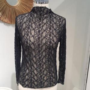 르피타 HC06 큰꽃 시스루 블라우스(블랙) L253UBL951