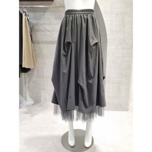 페이지플린  (F5CSK008) 밴딩 밑단 레이스 배색 롱 스커트