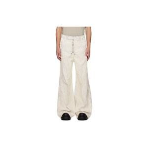 25 FW 릭오웬스 남성 오프 화이트 콘코르디안 테일러드 와이드 벨라스 데님 진 252232M186000