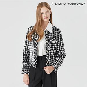 [미니멈][미니멈 에브리데이]체크 패턴 숄더 패드 트위드 긴팔 자켓 (EA3JK010D)