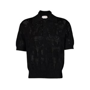 알렉산더 맥퀸 오픈 니트 반팔 폴로 셔츠 795941Q1A99 1000 TP942279643