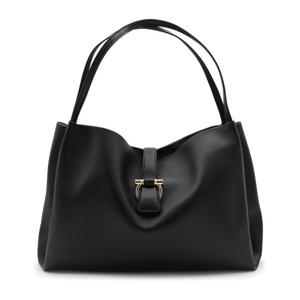 페라가모 블랙 가죽 골드 간치니 버클 토트 백 777335 21980400