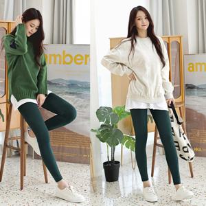 프리미엄 고탄력 슬림 기모 9부 레깅스 팬츠 WLS-WPT-0313-그린