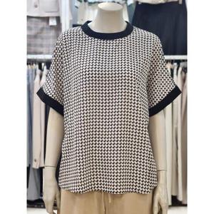 SOUP 세이브존07 라운드 배색 반팔 블라우스 OA5SST5