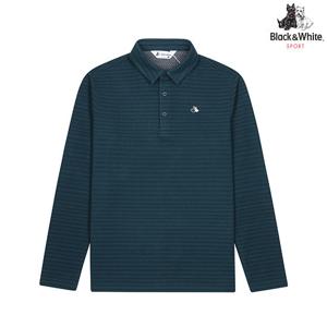 [블랙앤화이트] 남성 자가드 긴팔 티셔츠 9354GXZP_BLUE GREEN