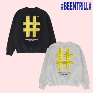 [빈트릴]옐로우 테이핑 해시태그 오버핏 맨투맨 BA241RM001