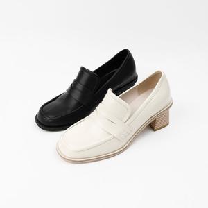 [신난다슈]여성 구두 펌프스 힐 5cm 2종 페니 로퍼 힐 발편한 사각코 통굽 미들힐 BA24382