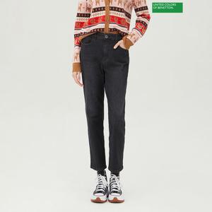 베네통 자수 일자 데님팬츠 BADP53361_BK