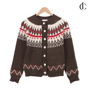 엘케이트 여성 카디건 오버핏 노르딕 니트 라운드 코위찬 가디건 LLEET003