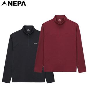 [네파][티셔츠 집업티셔츠](7L15404)_남성 웨이브 절개 하프 집업 긴팔티셔츠