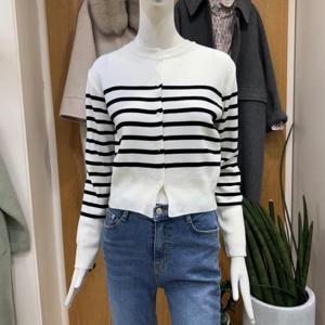 클리지 DP01 스트라이프 심플 크롭 가디건 CP2WKC11