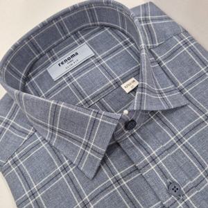 [레노마셔츠]슬림핏 /체크 긴소매 셔츠 RLFSL0138 BU_US