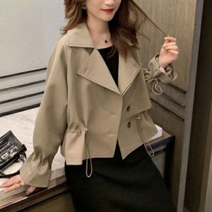 여성 이쁜핏 스트링 숏 트렌치 자켓 데이트 코디 패션