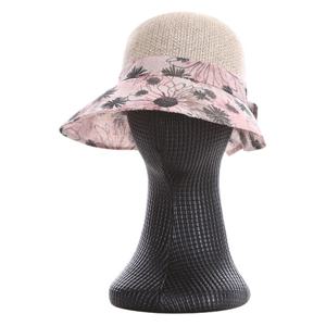 샵앤) 플라워 여성 햇빛차단 자외선 썬캡 뒷리본 벙거지 모자 KM-WH-0739-베이지