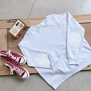 샵앤) 국산 여성 라운드넥 레이스패치 하트자수 긴팔 맨투맨 티셔츠 FJ-WSH-4288-멜란지그레이