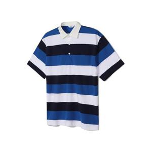 [노티그] 코튼100 스트라이프 우븐패치 카라넥 피케티셔츠 블루