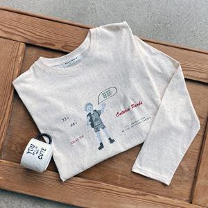 샵앤) 국내산 여성 라운드넥 스쿨보이 캐릭터 긴팔 티셔츠 FJ-WSH-4008-오트밀-z