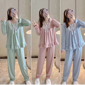 여자 데일리 편한 이지 잠옷 스퀘어 레이스 홈웨어