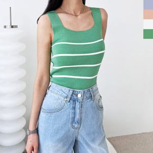 샵앤) 국산 여성 스퀘어넥  나시 니트 티셔츠 WDM-WKN-2LPPT1035