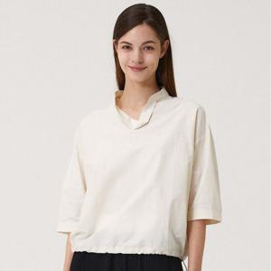 샵앤) 여성 노치넥 밑단스트링 5부소매 루즈핏 블라우스 CL-WBL0430