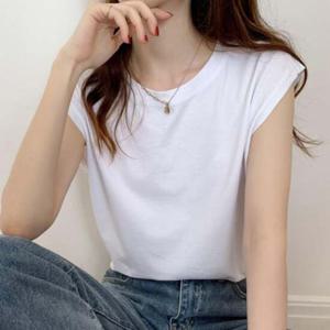 샵앤) 여성 라운드넥 여름 베이직 무지 캡소매 티셔츠 WON-WSH-WFHO96B