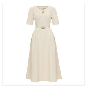 미니멈 세이브존07 V넥 플레어 원피스 MYBGWO4070-PE