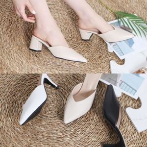 [애슬릿] 브이 라인 스틸레토 뮬 블로퍼 힐 7cm