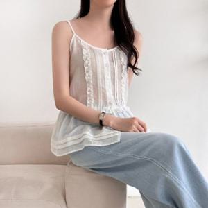 [다잇템]여성 프릴 코디 레이스 비스코스 SS 민소매티