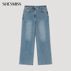 [쉬즈미스] 백 밴딩 워싱 와이드 데님 팬츠_SSMSLP32060_BL