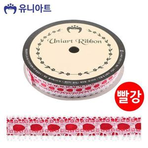 유니아트(리본) 7000 공단 레이스 (폭 15mm 길이 8m) (빨강) 포장리본