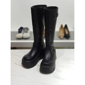 한슈 세이브존03 블랙 버클 플랫폼 롱부츠 9cm AGHS178818spA