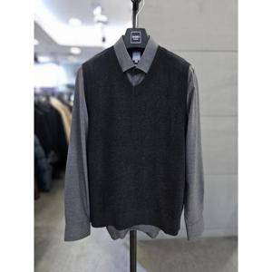 바쏘옴므 세이브존03 바쏘옴므 남자 가을 겨울  블렌드 조끼 차콜 니트 베스트 WSAGZ3WV02A