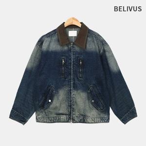 빌리버스 남성 가을 데님 자켓 워싱 유니크 청자켓 스트릿 점퍼 아우터 BWIS001