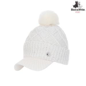 [블랙앤화이트]여성 아가일 패턴 스팽글 니트 캡 8505LBAK_WHITE