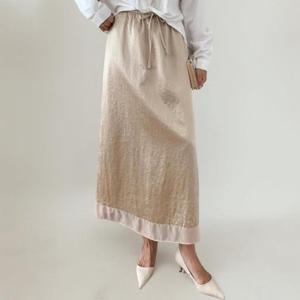 [다잇템][다잇템] 여성 롱 일자 밑단 바스락 레이스 새틴 스커트