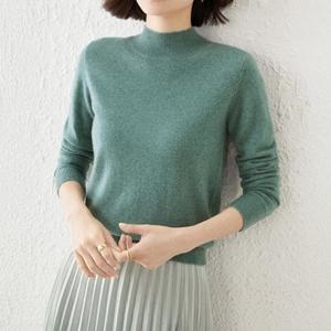 [옷자락][다잇템] 여자 하프넥 롱슬리브 양모 니트 편한 모크넥