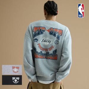 [엔비에이]남녀공용 TIP-OFF 그래픽 오버핏 기모 맨투맨N254TS041P