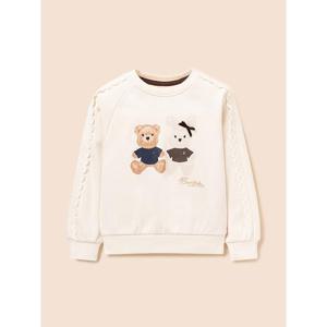 [5%OFF][빈폴키즈] 여아 럭키 애니멀즈 그래픽 포인트 스웨트 셔츠  아이보리 (BI5X41G020)