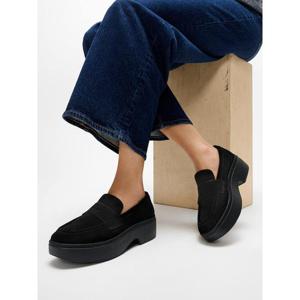 [삼성물산공식]여성 스웨이드 웨지 페니 로퍼_올 블랙 (FT59K2L055)