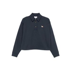 메종키츠네  베이비 폭스 크롭 폴로 긴팔 티셔츠 FW25 PW00200KM03410413 6165551 Blue