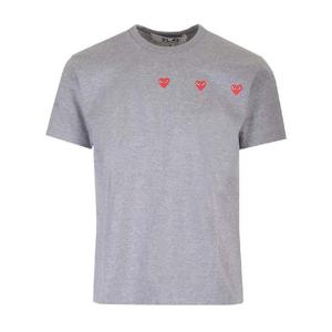 꼼데가르송  T shirt with red hearts 반팔 티셔츠 FW24 AX T337 0512 5514337 Grey