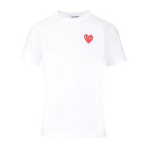 꼼데가르송  T shirt bianca con cuore rosso 반팔 티셔츠 SS24 P1T1072 WHITE 5613878 White