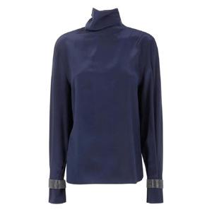 25 FW Brunello Cucinelli 하이 넥 장식 커프 블라우스 MB993EK714C7186 TP440996631