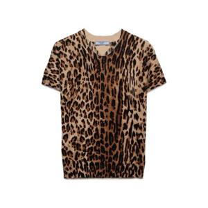 25 FW 프라다 레오파드 프린트 니트 티셔츠 P24Z2RSOOO18XF TP444769048