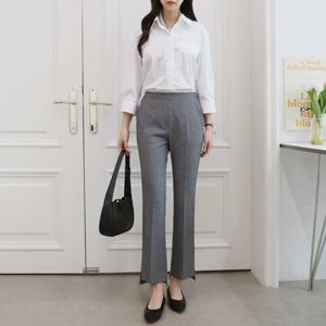 [옷자락]여자 나팔 오피스룩 언발 SS 정장바지 슬릿 팬츠