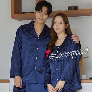 [러브어필] 국산 실크느낌 네이비 커플잠옷(WC9577,M9577)