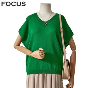 [포커스]브이넥 드랍 반팔니트_FM4D3KT3021