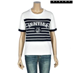 [시슬리]시슬리 스트라이프 레터링 니트티 SAKPC2431_IV