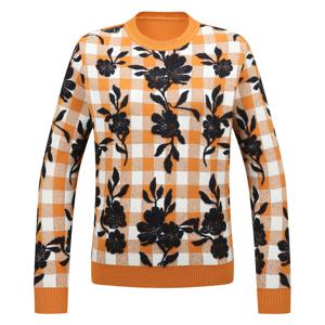 [링스] 여성 꽃 체크 패턴 자카드 스웨터 L21D3SR252_MS