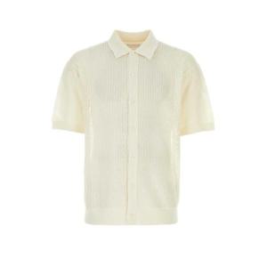 프라다 남성 아이보리 실크 반팔 셔츠 UMG321SOOO14HD F0009